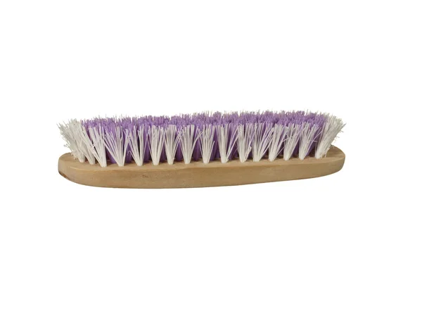 Old clothes (or shoe) brush with wooden handle isolated on the w — Stock Photo, Image