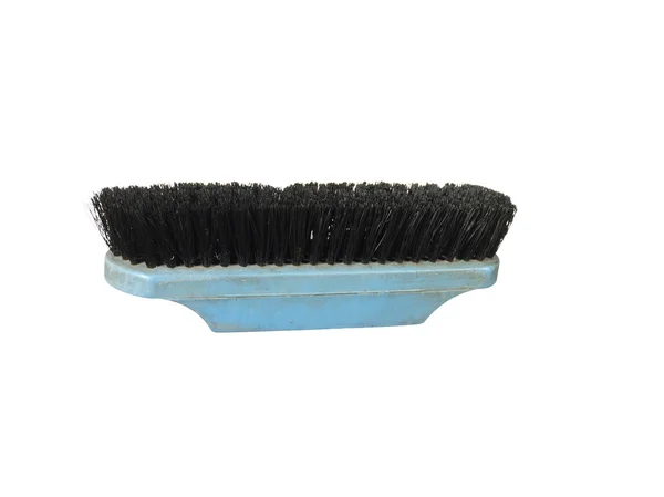 Old clothes (or shoe) brush with plastic handle isolated on the — Stock Photo, Image