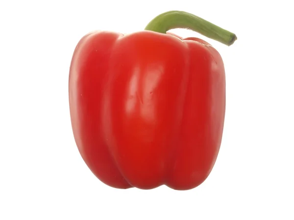 Rode paprika met groene stam geïsoleerd op witte achtergrond. — Stockfoto