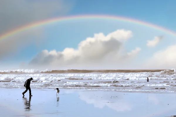 Un homme et son chien — Photo