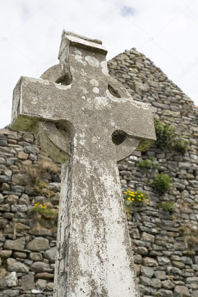 old celtic cross head stone