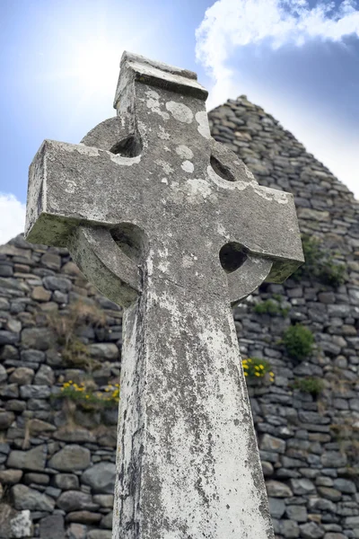 Vecchia croce celtica di Kerry Foto Stock Royalty Free