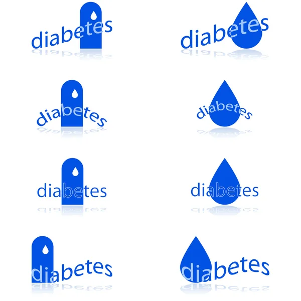 Ícones de diabetes — Vetor de Stock