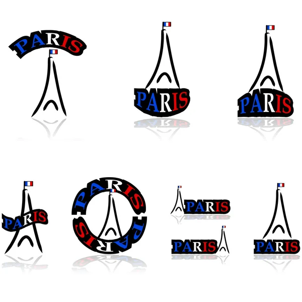 Paris icons — Stock Vector
