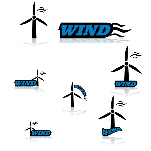 Symbole für Windkraftanlagen — Stockvektor