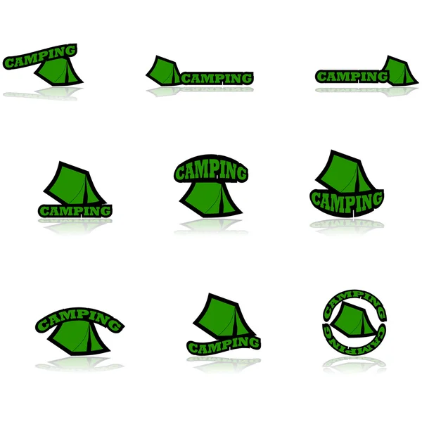 Iconos de camping — Vector de stock