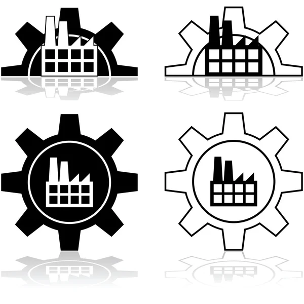 Engrenagem e fábrica —  Vetores de Stock