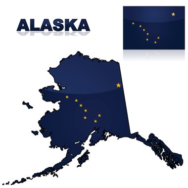 Alaska haritası ve bayrağı