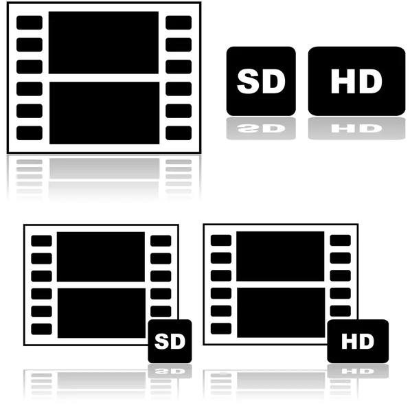 Standardním a vysokém rozlišení filmů — Stockový vektor