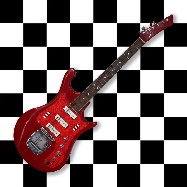 Electric guitar on finishing a flag a background — Stock Photo, Image