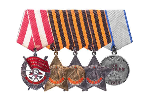 USSREN sovjetiska militära utmärkelser. Ordningen på röda bannern, härligheten, Med — Stockfoto