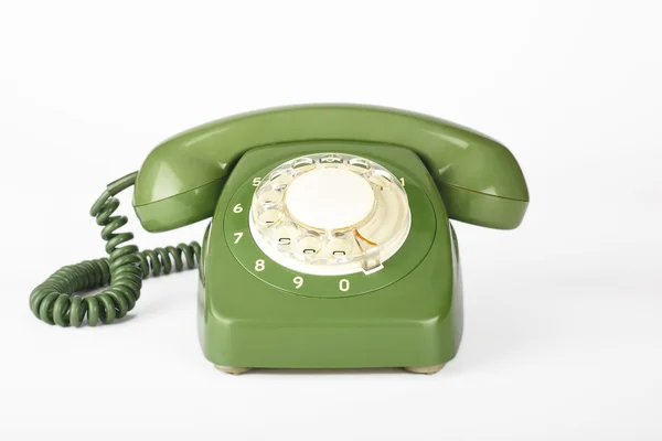 Green vintage phone on a white background — Stock Photo, Image