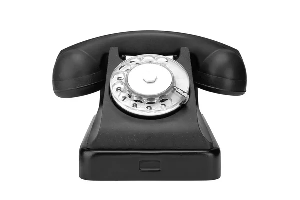 Preto vintage telefone retro em um fundo branco — Fotografia de Stock