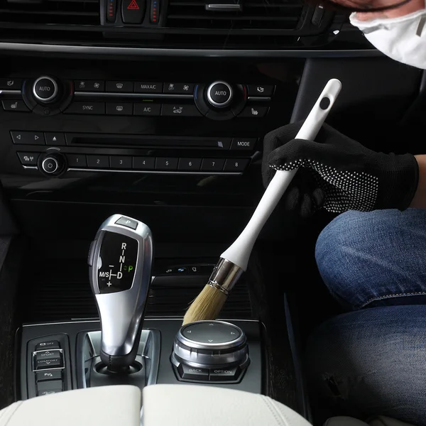 Car service. Cleaning of  interior by a brush 3 — Stock Photo, Image