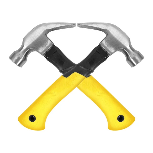 Tools Building Repair Two Crossed Claw Hammer White Background Isolated — Stock Photo, Image