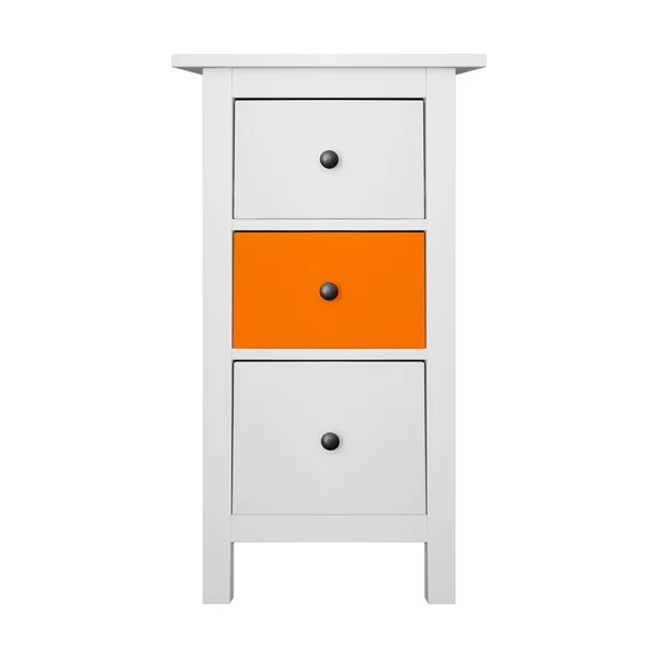 House Furniture Modern White Orange Narrow Commode Isolated White Background — Stock Photo, Image