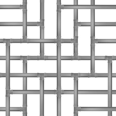 Tesisat ve kanalizasyon - Soyut labirent 100 mm PVC borular ve tesisat kanalizasyon sistemi beyaz arka planda izole edildi