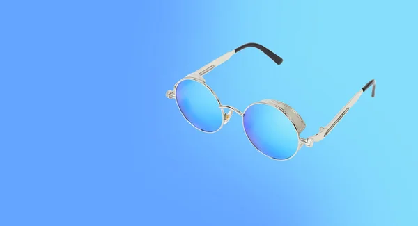 Clothes Shoes Accessories Sunglasses Isolated Blue Background — Stock Photo, Image