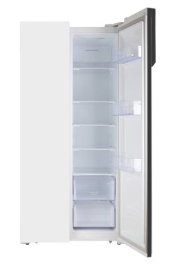 Ana cihaz - Ön manzara beyaz bir kapı iki kapı yan yana beyaz arka planda buzdolabı dolabı. İzole edilmiş