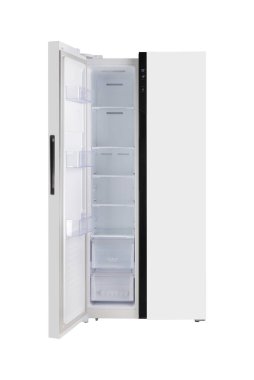 Ana cihaz. Ön manzara beyazı beyaz arka planda iki kapılı, yan yana iki kapılı buzdolabı dolabı. İzole edilmiş