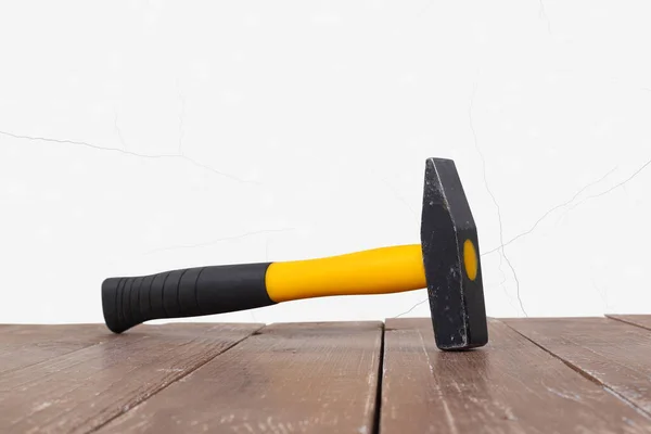 Tools Building Repair Big Hammer Wooden White Wall Background — Stock Photo, Image