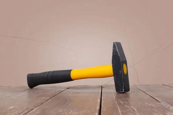 Tools Building Repair Big Hammer Wooden Brown Wall Background — Stok Foto