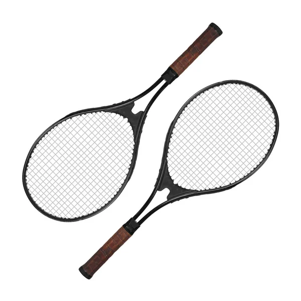 Sportutrustning Två Tennisracketar Isolerade Vit Bakgrund — Stockfoto