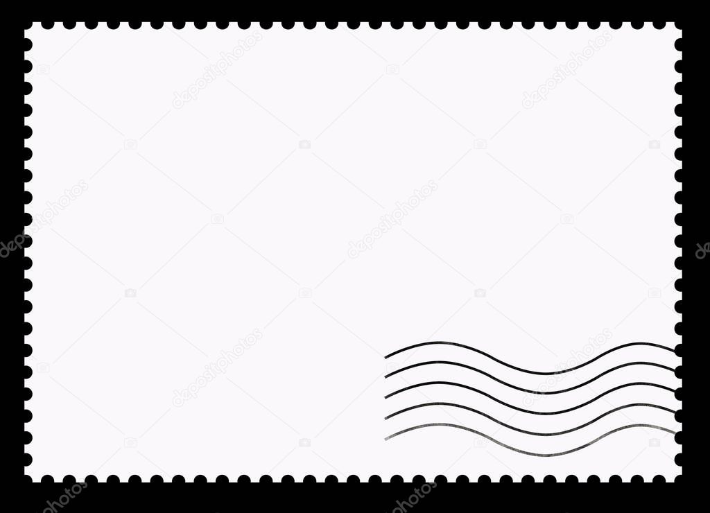 Postage stamps. Clear blank and stamping on a black background.
