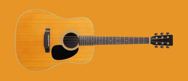 Instrumento Musical Vista Frontal Clássica Guitarra Acústica Vintage Isolada Sobre — Fotografia de Stock