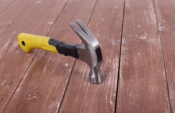 Herramientas Construcción Reparación Martillo Garra Sobre Fondo Madera — Foto de Stock