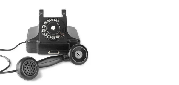 Ročník Telefony Black Retro Telefon Vyzvednout Bílém Pozadí — Stock fotografie