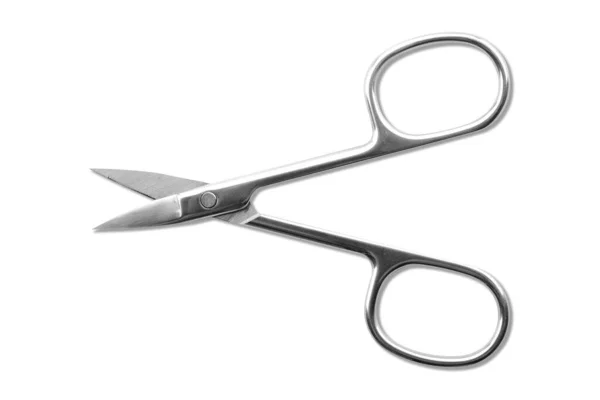 Health Beauty Top View Opened Manicure Scissors Isolated White Background — Stock Photo, Image