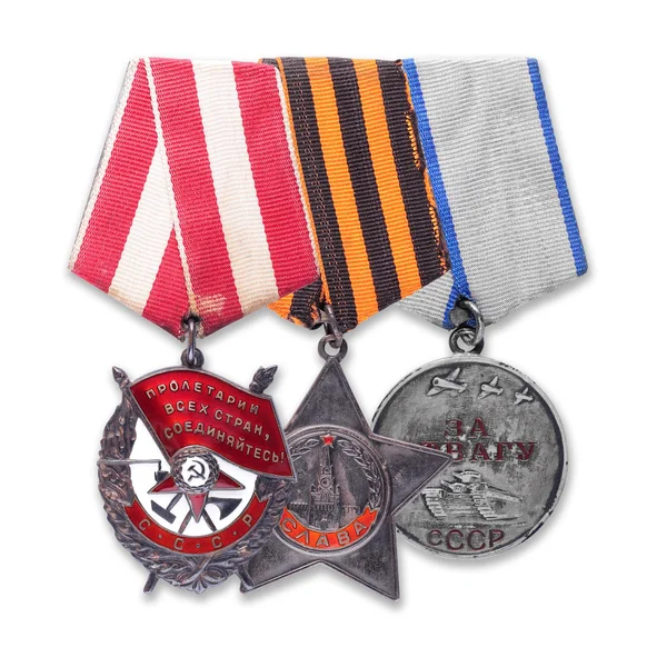 Beställning av röd fana, härlighet, medalj för mod. isolerade — Stockfoto