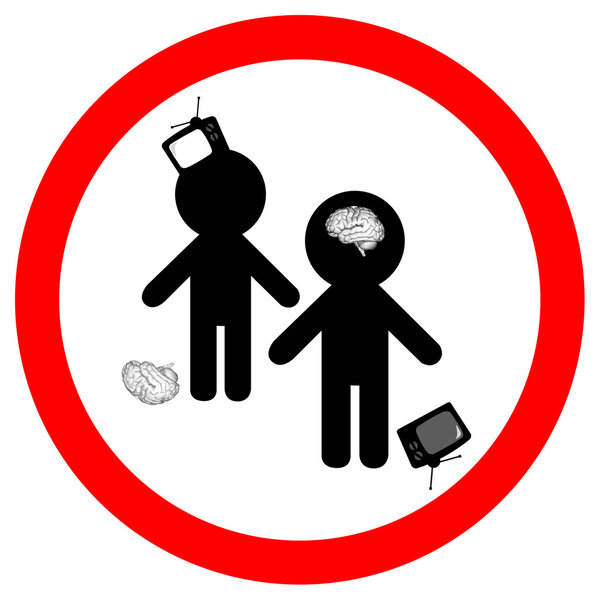 Телевизор включен - мозг выключен. Isolated
