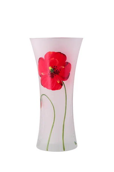 Skleněná váza s květinou. samostatný — Stock fotografie
