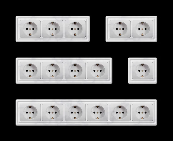 Block of electric sockets. Isolated — Stock Photo, Image