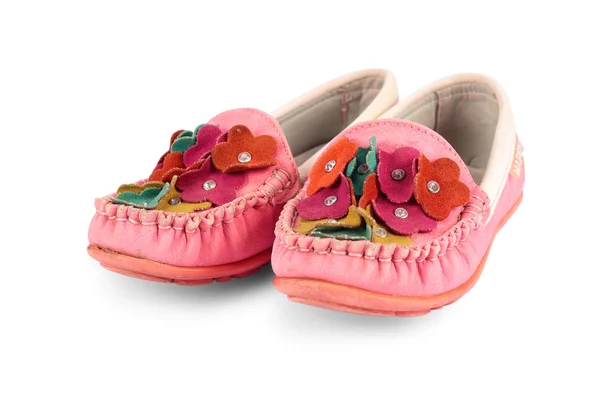 Children shoes with flowers. Isolated — Stock Photo, Image