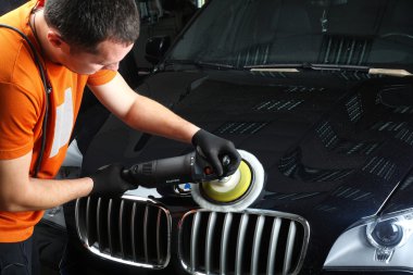 Car service. Polishing of the car clipart