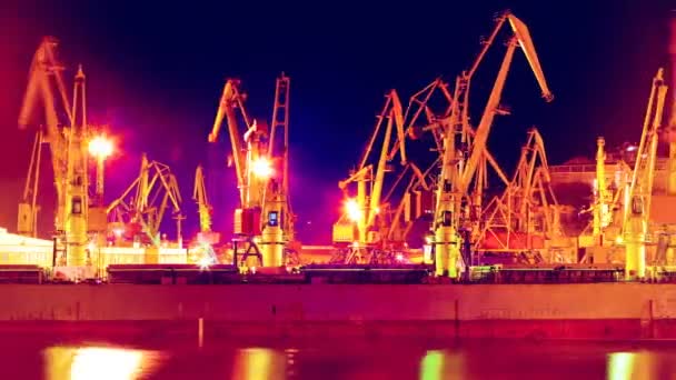 Noc Port Morski Timelapse — Wideo stockowe