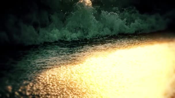 Solnedgang Havet Havbølger Slowmotion – Stock-video