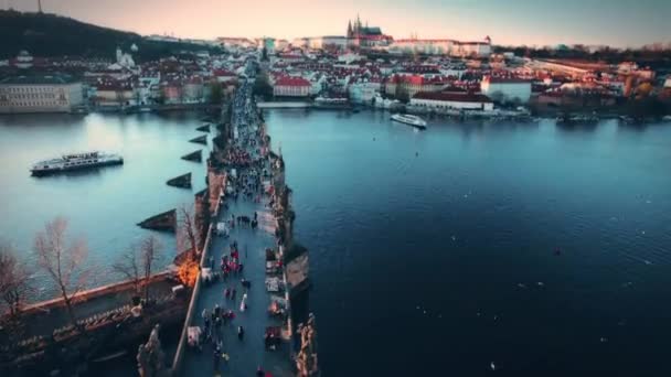 Ponte Charles Karluv Most Praga República Checa Novembro 2015 — Vídeo de Stock