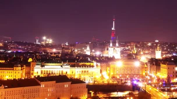 布拉格 夜间交通 2015年11月 — 图库视频影像