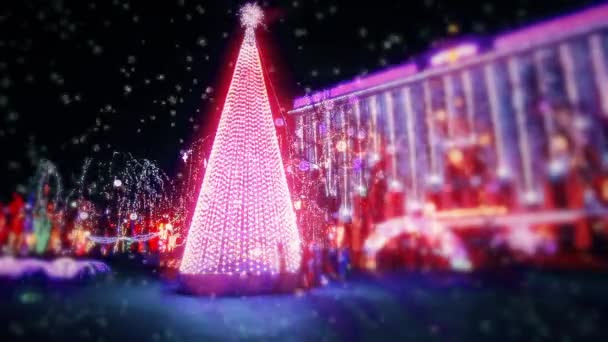 Kerstmis Straat Achtergrond Flikkeren Lichten — Stockvideo
