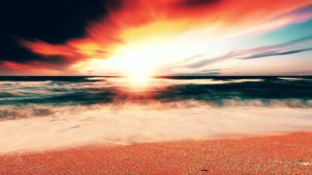 Zee Golven Landschap Bij Zonsondergang Achtergrond — Stockvideo