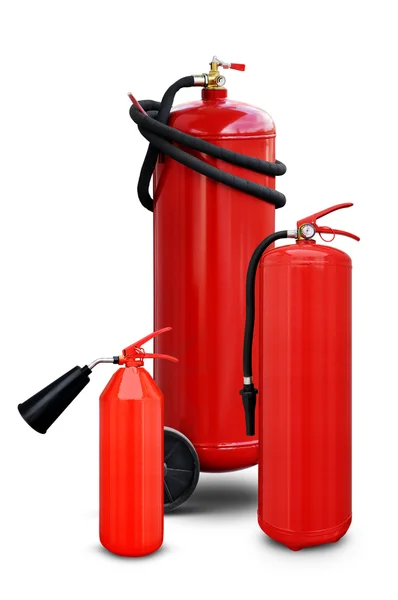 Fire extinguishers of various sizes — Stock Photo, Image