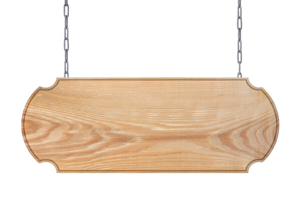 Wooden signboard on the chains