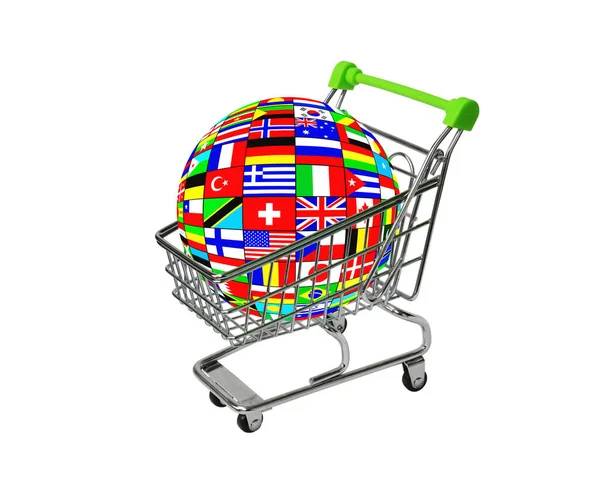 Balloon State Flags Shopping Trolley White Background — Stock Photo, Image