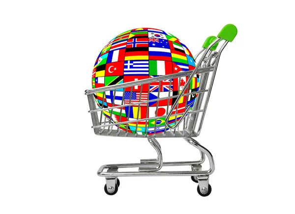 Balloon State Flags Shopping Trolley White Background — Stock Photo, Image