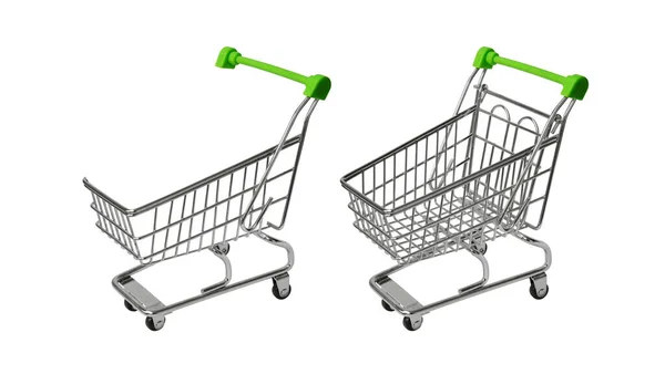Shopping Trolley Separate Front Basket Creating Collages White Background — Stock Photo, Image