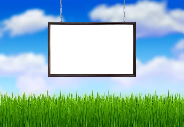 The white banner in the frame — Stock Photo, Image